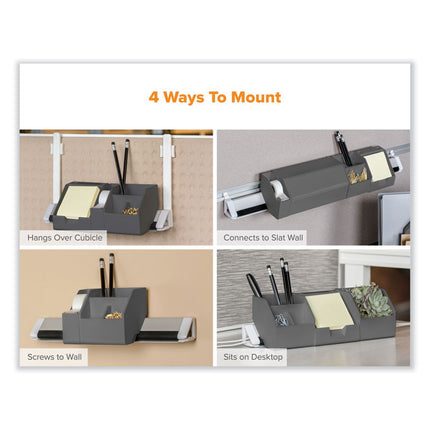 KONNECT DESK ORGANIZER AND CABLE MANAGEMENT 17-PIECE KIT, PLASTIC, GRAY