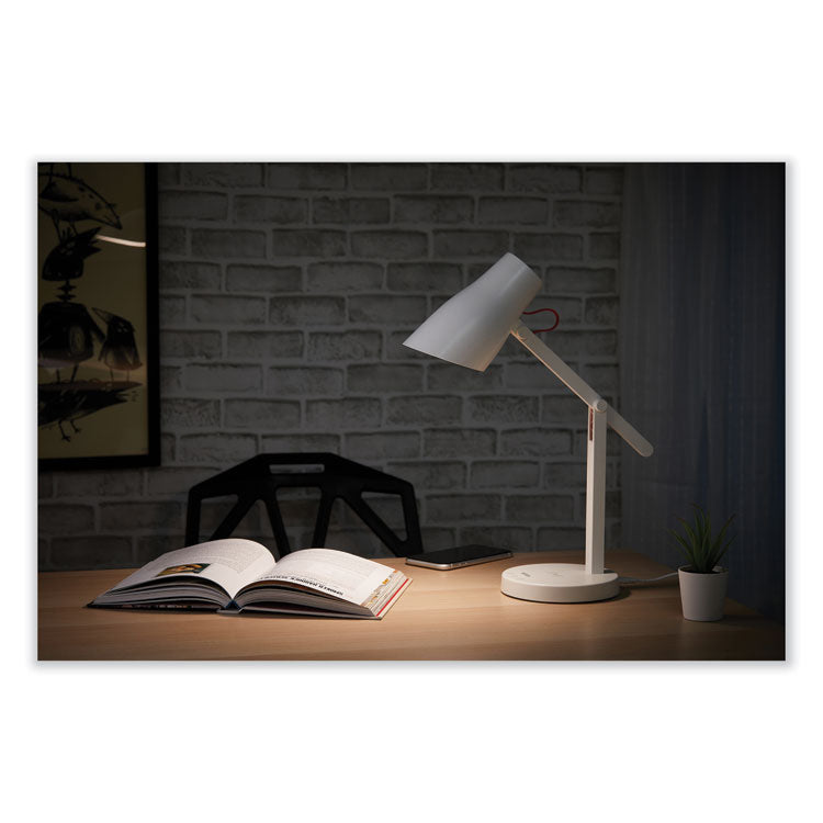 OFFICE LED DESK LAMP WITH QI WIRELESS CHARGING, 17.5" HIGH, WHITE BASE