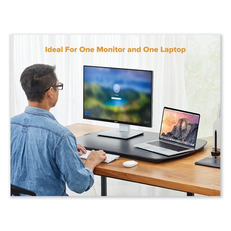 MANUAL HEIGHT ADJUSTABLE STANDING DESK CONVERTER, 22.05" X 31.34" X 1.26" TO 15.75", BLACK