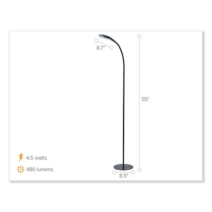 GOOSENECK FLOOR LAMP, 72" TALL, BLACK BASE