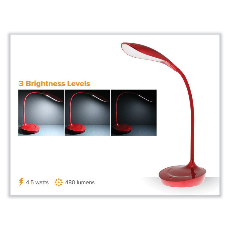 OFFICE DIMMABLE GOOSENECK DESK LAMP WITH USB CHARGING PORT, 15.16" HIGH, RED BASE