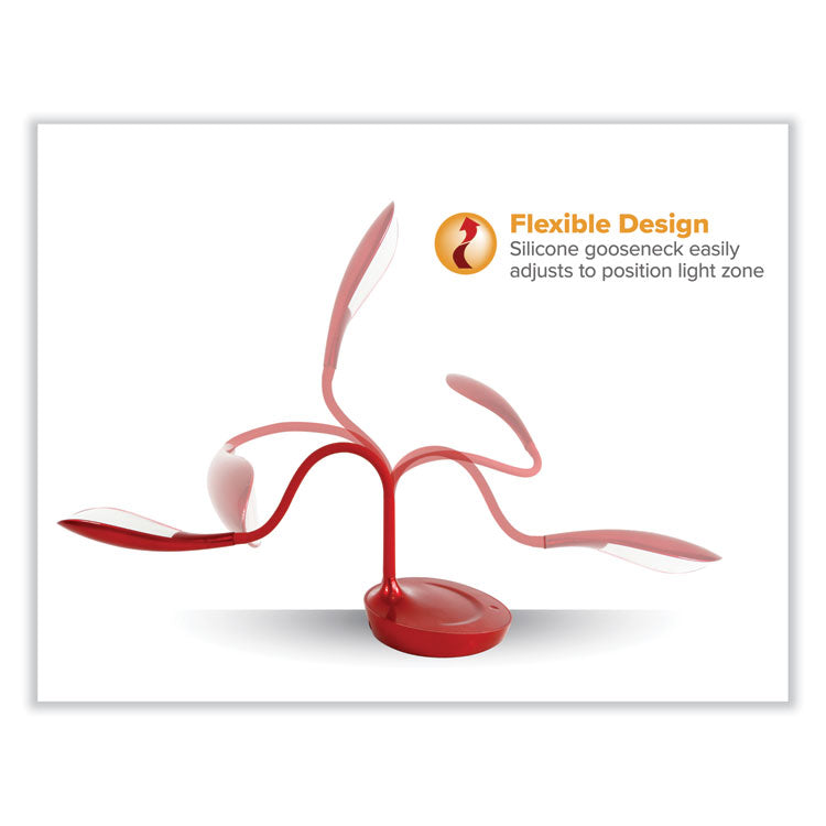 OFFICE DIMMABLE GOOSENECK DESK LAMP WITH USB CHARGING PORT, 15.16" HIGH, RED BASE