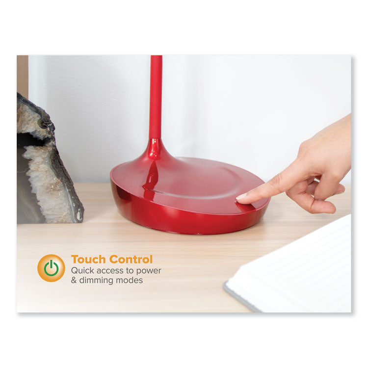 OFFICE DIMMABLE GOOSENECK DESK LAMP WITH USB CHARGING PORT, 15.16" HIGH, RED BASE