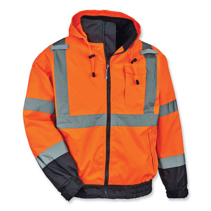 GloWear 8379 Class 3 Hi-Vis Fleece Lined Bomber Jacket, Orange, Small
