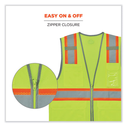 GloWear 8246Z-S Single Size Class 2 Two-Tone Mesh Vest, Polyester, 2X-Large, Lime
