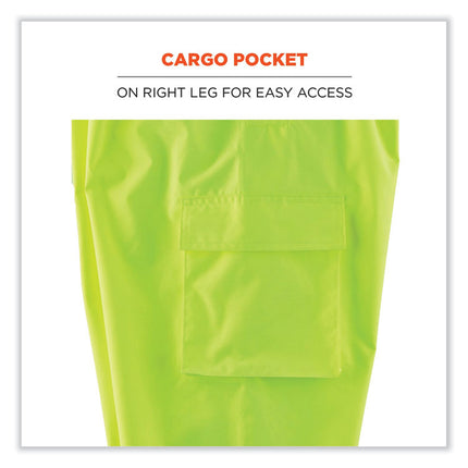 GloWear 8918BK Class E Hi-Vis Rain Bibs Black Bottom, Medium, Lime