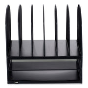 Powered Onyx Desk Organizer with 2 Horizontal and 6 Upright Sections, Letter Size Files, 13.5 x 11.5 x 13, Black