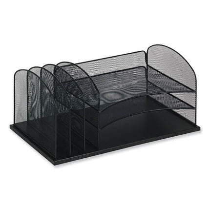 Onyx Desk Organizer with Three Horizontal and Three Upright Sections, Letter Size Files, 19.25 x11.5 x 8.25, Blue