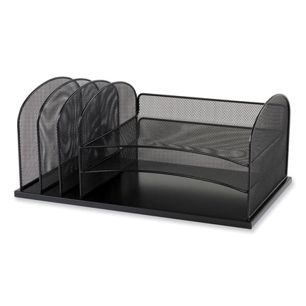 Onyx Desk Organizer with Three Horizontal and Three Upright Sections, Letter Size Files, 19.25 x11.5 x 8.25, Blue