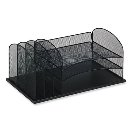 Onyx Desk Organizer with Three Horizontal and Three Upright Sections, Letter Size Files, 19.25 x 11.5 x 8.25,Wine