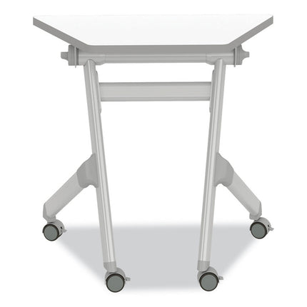 Learn Nesting Trapezoid Desk, 32.83" x 22.25" to 29.5", White/Silver
