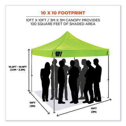 Shax 6000 Heavy-Duty Pop-Up Tent, Single Skin, 10 ft x 10 ft, Polyester/Steel, Lime