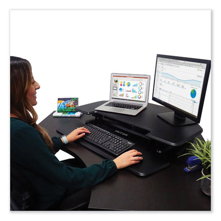Height Adjustable Corner Standing Desk with Keyboard Tray, 36 x 20 x 0 to 20, Black