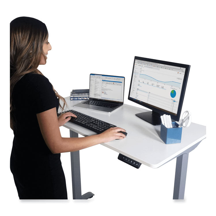 Electric Height Adjustable Standing Desk, 48 x 23.6 x 28.7 to 48.4, White