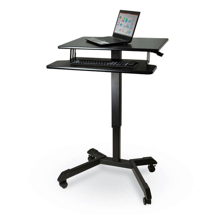 Mobile Height Adjustable Standing Desk with Keyboard Tray, 25.6 x 17.7 x 29 to 44, Black