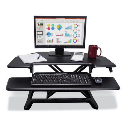 Height Adjustable Corner Standing Desk with Keyboard Tray, 36 x 20 x 0 to 20, Black