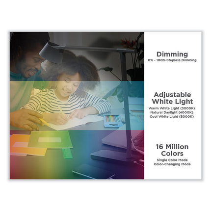 PureOptics Verve Designer Series LED Desk Lamp with Wireless Charging, 17.32" High, Black