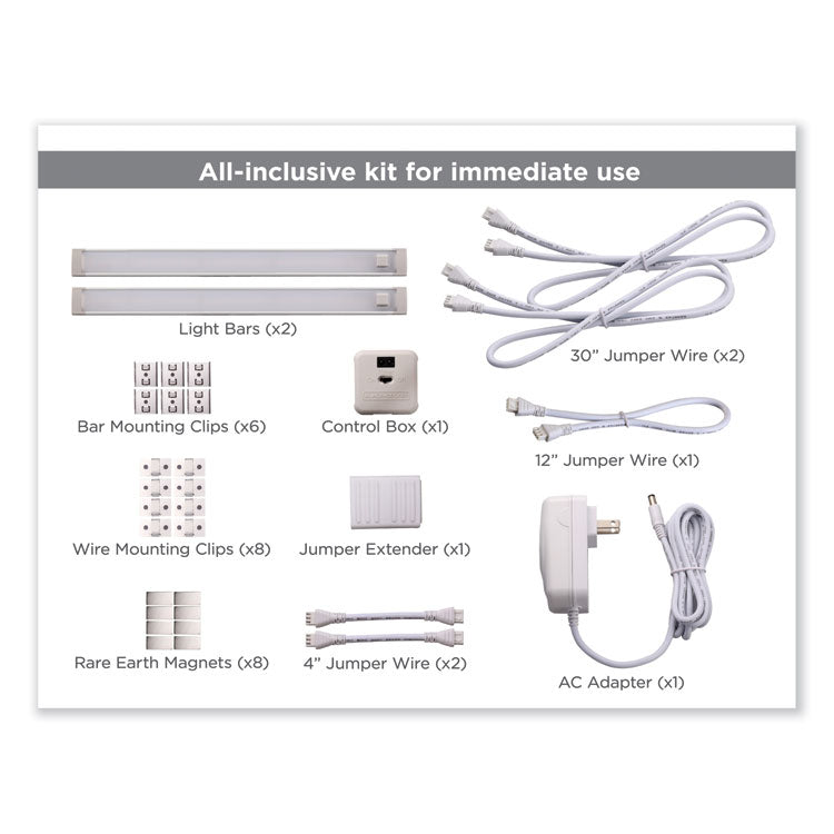 led under cabinet lighting kit with magnetic option two-bar kit, 0.78w x 0.39h