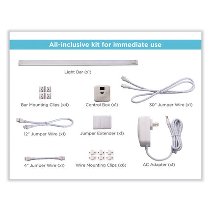 led dimmable under counter lighting with motion sensor and magnetic option five-bar kit, 0.78w x 0.39h