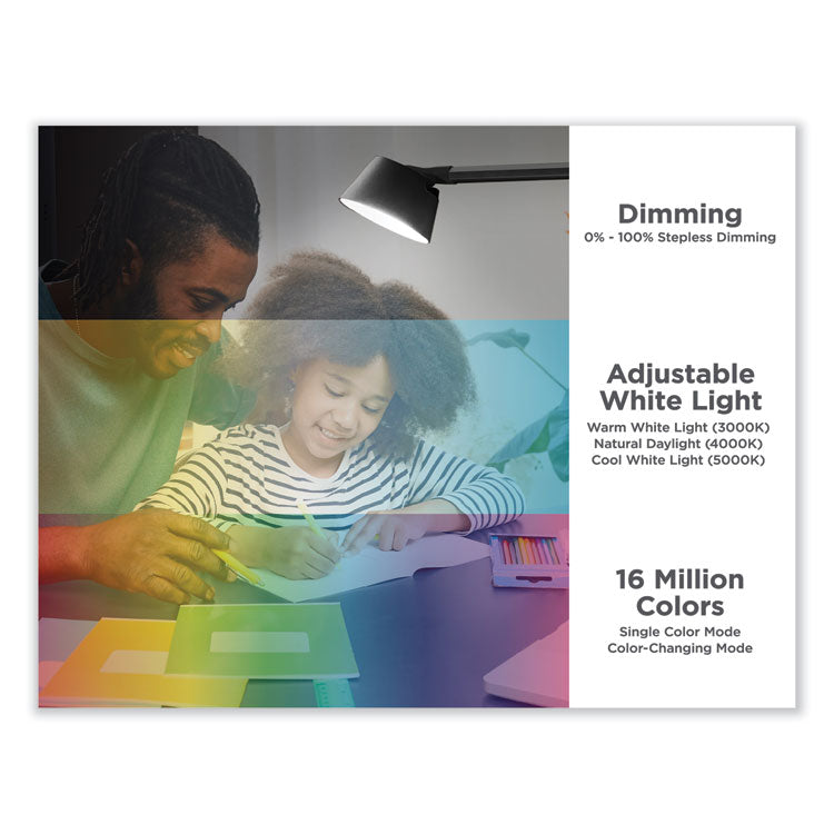 PureOptics Verve Designer Series LED Desk Lamp with Clamp Base, 13.58" High, Black