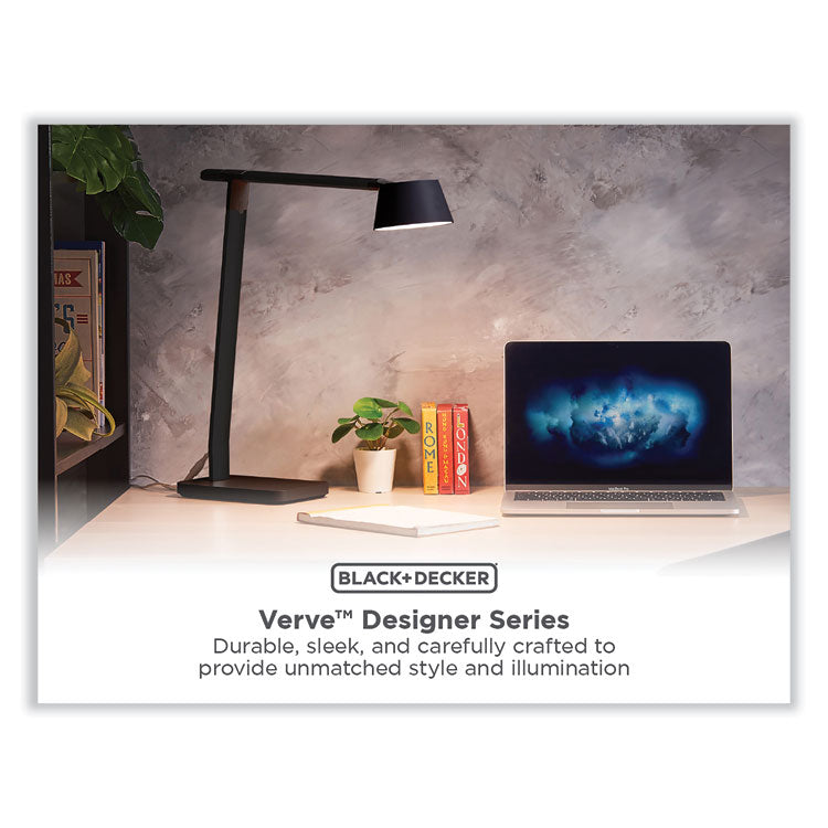 PureOptics Verve Designer Series LED Desk Lamp with Wireless Charging, 17.32" High, Black