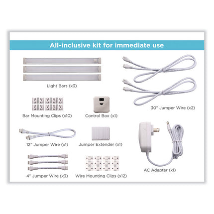 led dimmable under counter lighting with motion sensor three-bar kit, 0.78w x 0.39h