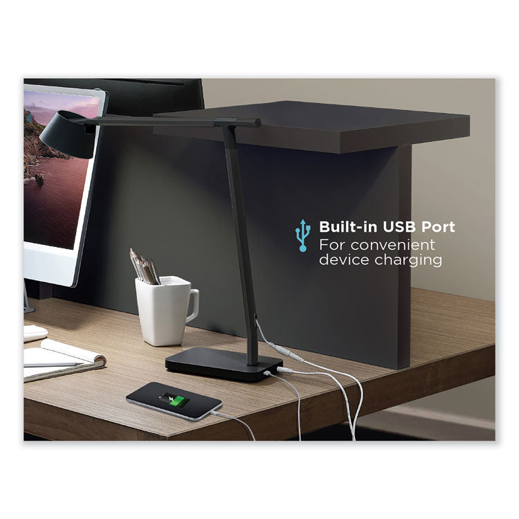 PureOptics Verve Designer Series LED Desk Lamp with Wireless Charging, 17.32" High, Black