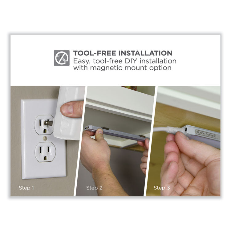 led dimmable under counter lighting with motion sensor and magnetic option three-bar kit, 0.78w x 0.39h