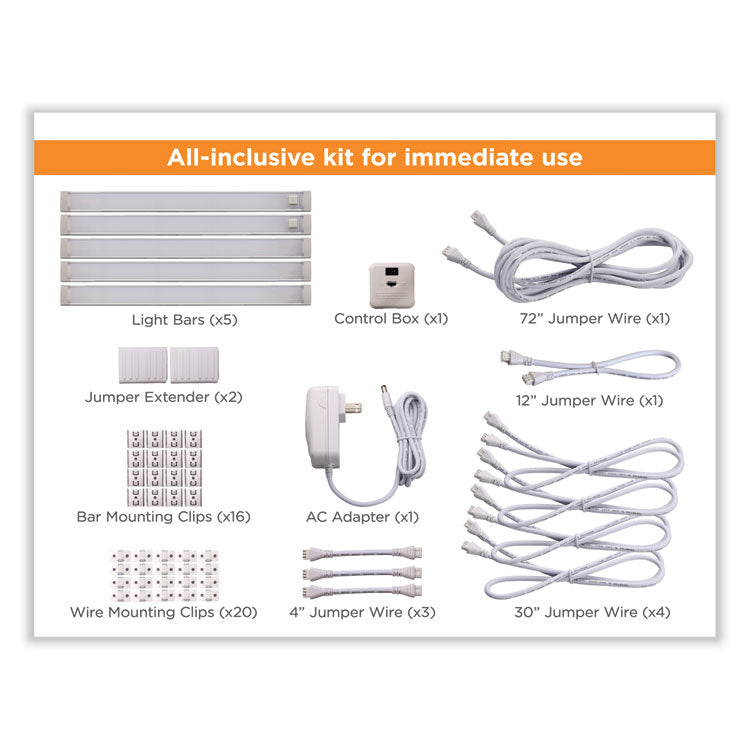 led dimmable under cabinet lighting with motion sensor five-bar kit, 0.78w x 0.39h
