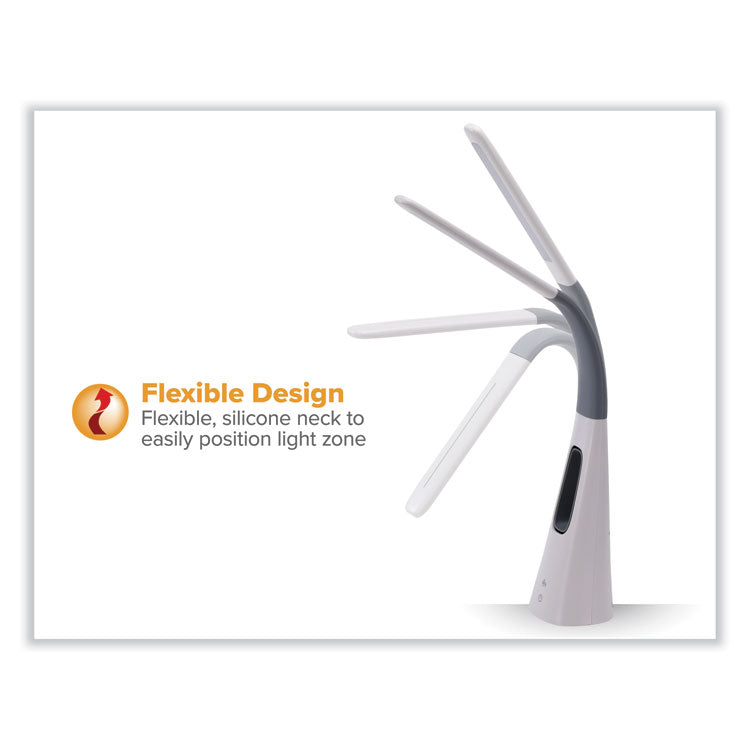 LED Desk Lamp with Bladeless Fan, 15.75" High, Gray/White