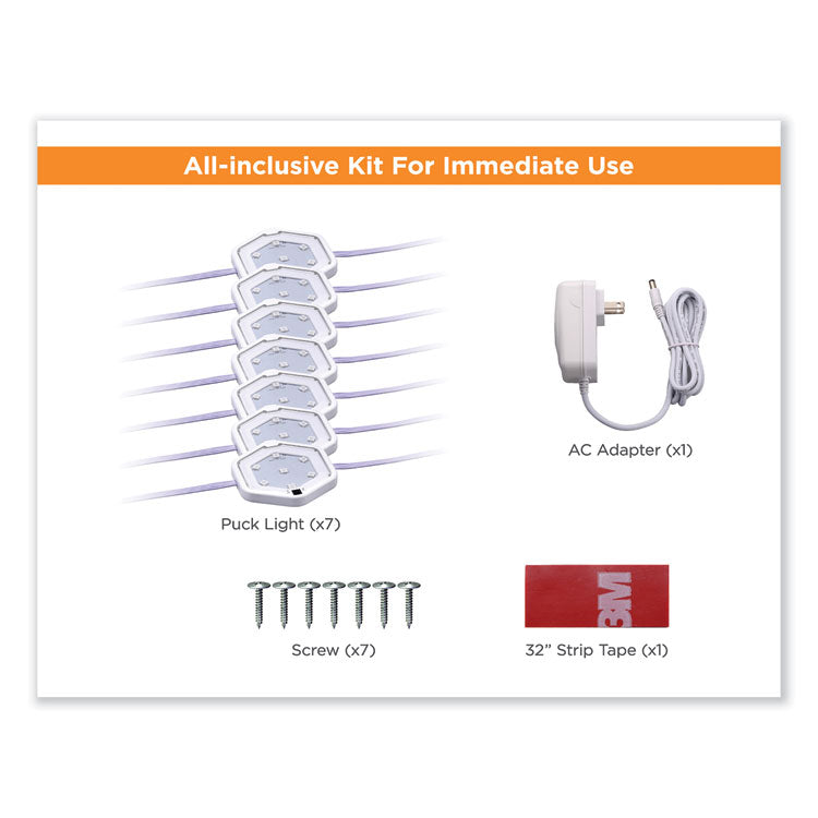 led under cabinet puck light kit, 2.68w x 0.3h, white