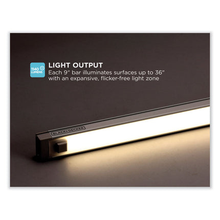 led dimmable under counter lighting with motion sensor three-bar kit, 0.78w x 0.39h