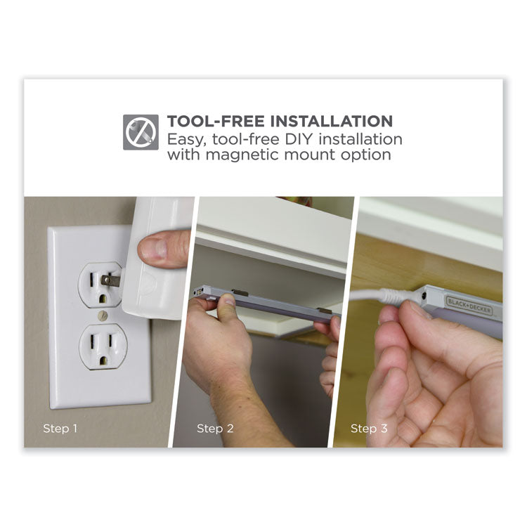 led under cabinet lighting kit with magnetic option two-bar kit, 0.78w x 0.39h