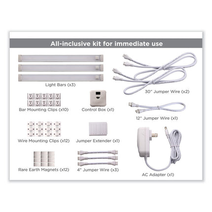 led dimmable under counter lighting with motion sensor and magnetic option three-bar kit, 0.78w x 0.39h