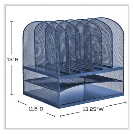 Onyx Desk Organizer with Two Horizontal and Six Upright Sections, Letter Size Files, 13.25 x 11.5 x 13, Blue
