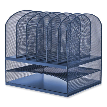 Onyx Desk Organizer with Two Horizontal and Six Upright Sections, Letter Size Files, 13.25 x 11.5 x 13, Blue