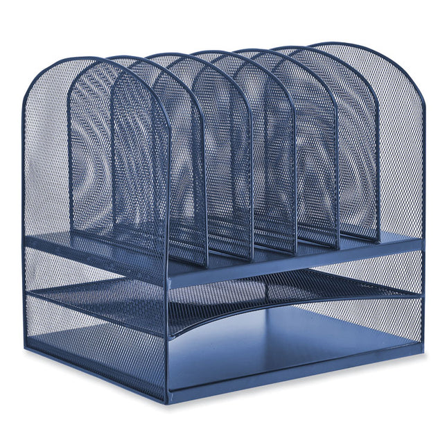 Onyx Desk Organizer with Two Horizontal and Six Upright Sections, Letter Size Files, 13.25 x 11.5 x 13, Blue