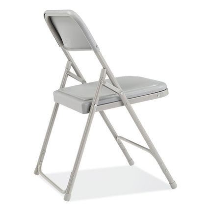 800 Series Premium Plastic Folding Chair, Supports Up to 500 lb, 18" Seat Height, Gray Seat, Gray Back, Gray Base, 4/Carton