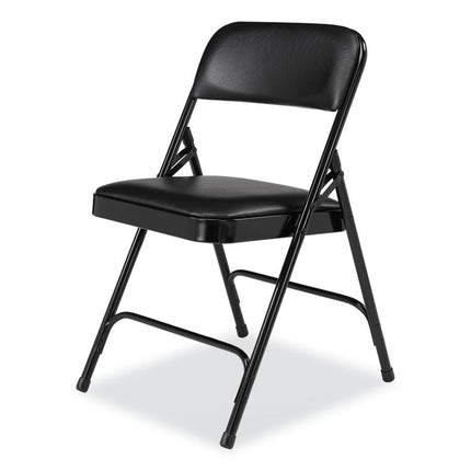 1200 Series Premium Vinyl Dual-Hinge Folding Chair, Supports Up to 500 lb, 17.75" Seat Height, Caviar Black, 4/Carton