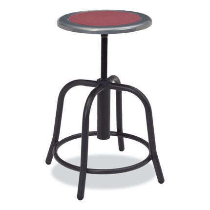 6800 Series Height Adjustable Metal Seat Stool, Supports Up to 300 lb, 18" to 24" Seat Height, Burgundy Seat, Black Base