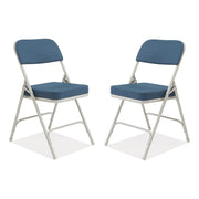 3200 Series Fabric Dual-Hinge Folding Chair, Supports Up to 300 lb, Regal Blue Seat, Regal Blue Back, Gray Base, 2/Carton