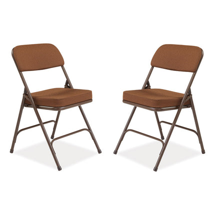 3200 Series Premium Fabric Dual-Hinge Folding Chair, Supports Up to 300 lb, Gold Seat, Gold Back, Brown Base, 2/Carton