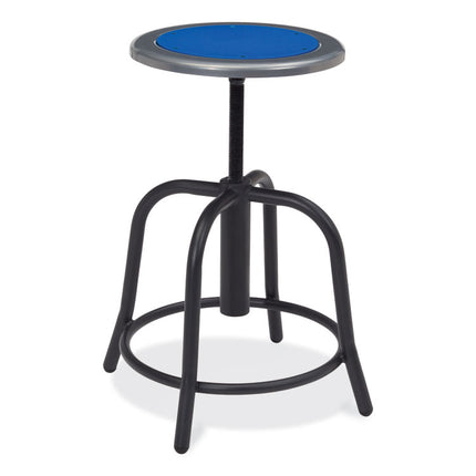 6800 Series Height Adjustable Metal Seat Stool, Supports Up to 300 lb, 18" to 24" Seat Height, Persian Blue Seat/Black Base