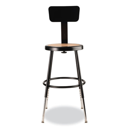 6200 Series 19" to 27" Height Adjustable Heavy-Duty Stool with Backrest, Supports Up to 500 lb, Masonite Seat/Black Base