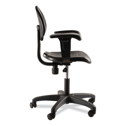 6700 Series Polyurethane Adjustable Height Task Chair with Arms, Supports 300 lb, 16" to 21" Seat Height, Black Seat/Base
