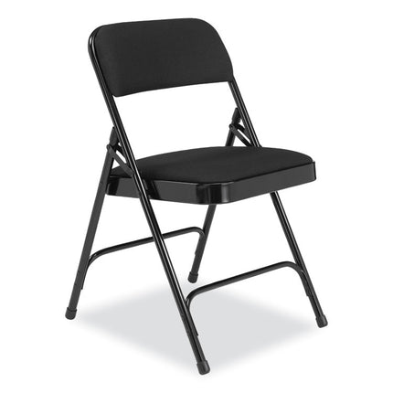 2200 Series Fabric Dual-Hinge Folding Chair, Supports 500 lb, Midnight Black Seat/Back, Black Base, 4/Carton