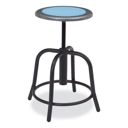 6800 Series Height Adjustable Metal Seat Stool, Supports Up to 300 lb, 18" to 24" Seat Height, Blueberry Seat/Black Base