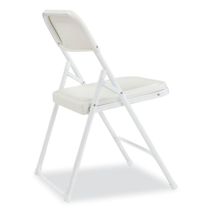 800 Series Plastic Folding Chair, Supports Up to 500 lb, 18" Seat Height, Bright White Seat, White Base, 4/Carton