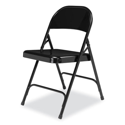 50 Series All-Steel Folding Chair, Supports Up to 500 lb, 16.75" Seat Height, Black Seat, Black Back, Black Base, 4/Carton