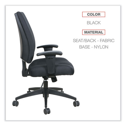 Alera Wrigley Series High Performance Mid-Back Synchro-Tilt Task Chair, Supports 275 Lb, 17.91" To 21.88" Seat Height, Black